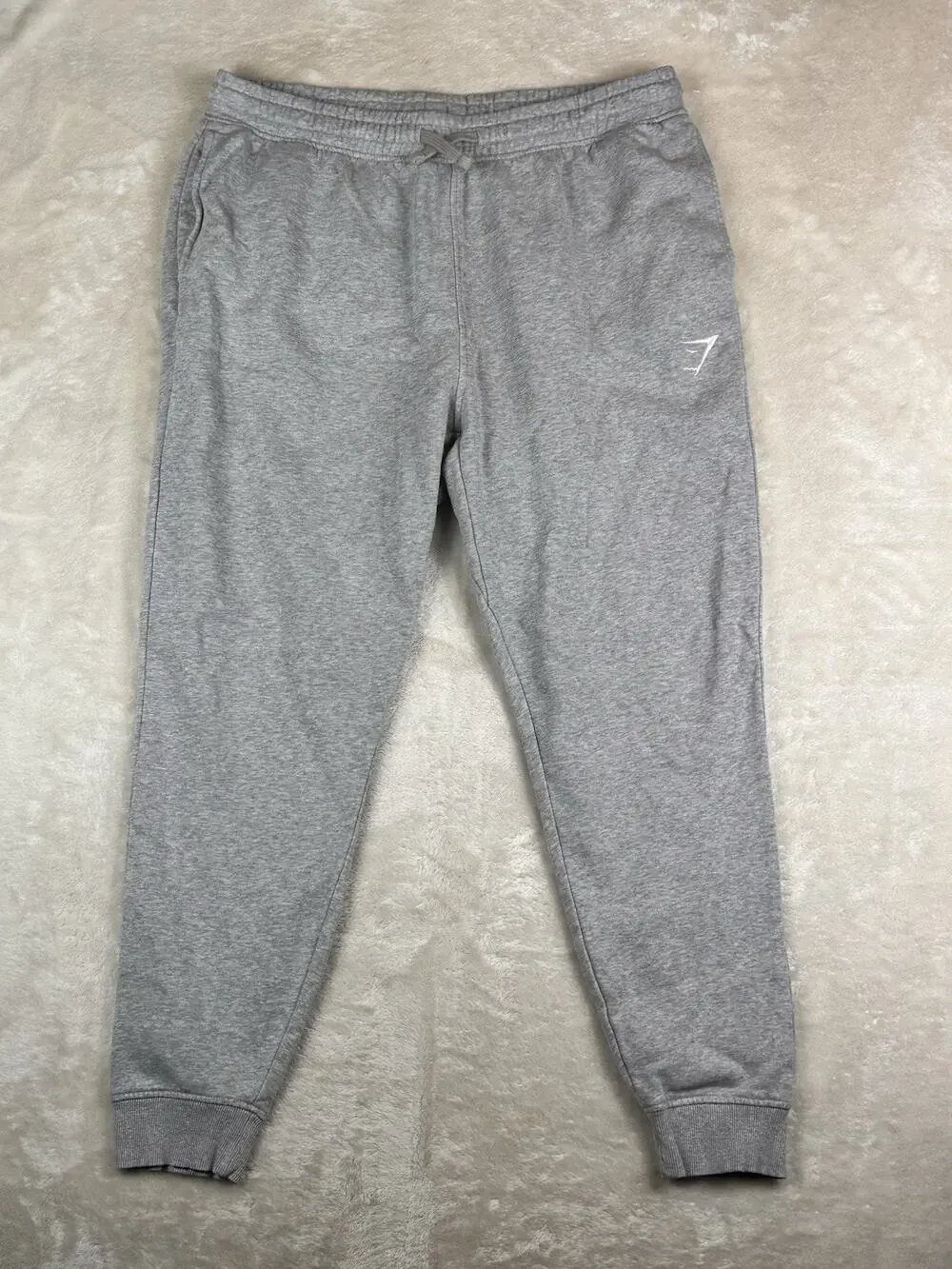 Gymshark Sweatpants Mens Size XL Slim Fit Light Grey A2A4H Crest Joggers Trainin
